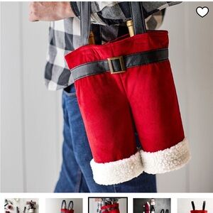 Pottery Barn Red Santa Pants Wine Tote